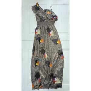 5th Fifth Culture Womens Dress Brown Paint Splatter One Shoulder Dress Sz L